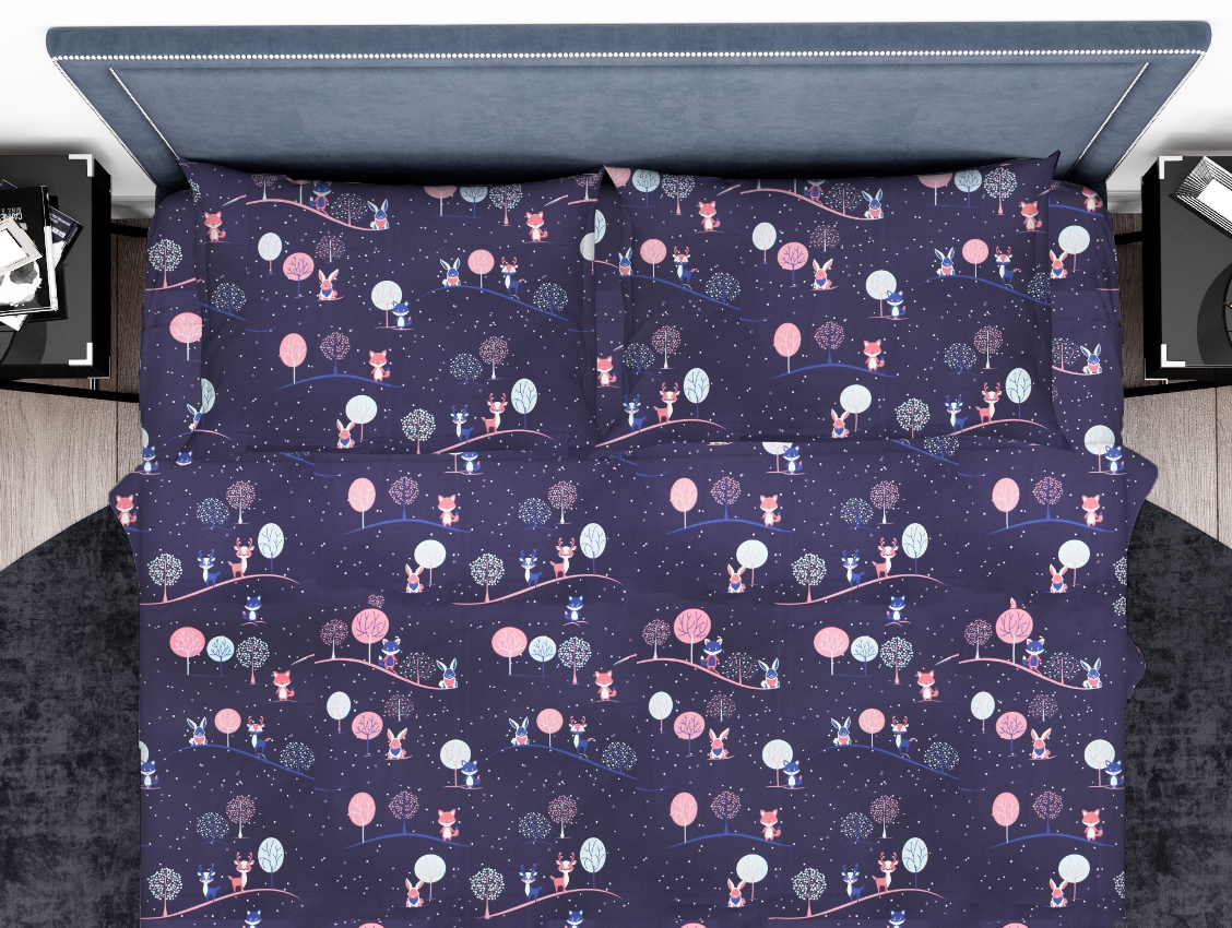 Langorous Sky King Bedsheet Set with 2 Pillow covers and Bag
